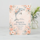 Invitation Anniversaire Dauphin Floral (Debout devant)