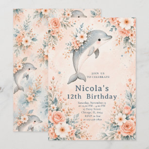 Invitation Anniversaire Dauphin Floral
