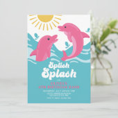 Invitation Anniversaire Dauphin Rose et Violet (Debout devant)