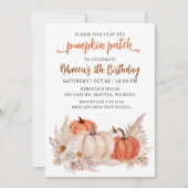 Invitation Anniversaire d'automne Patch de citrouille orange (Devant)