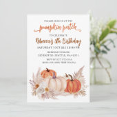 Invitation Anniversaire d'automne Patch de citrouille orange (Debout devant)