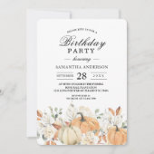 Invitation Anniversaire d'automne rustique | Citrouille aquar (Devant)