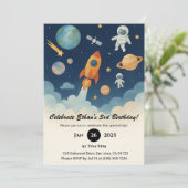 Invitation Anniversaire d'aventure spatiale de fusée et d'ast (Debout devant)