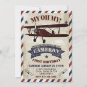 Invitation Anniversaire d'avion Thème Vintage (Devant)