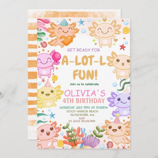 Invitation Anniversaire d'Axolotl (Devant / Derrière)