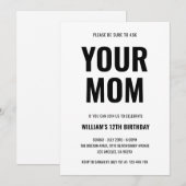 Invitation Anniversaire de 12 ans pour adolescent avec blague (Devant / Derrière)