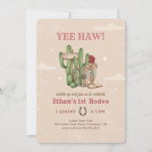 Invitation Anniversaire de 1 an Cowboy Western Rustique Premi (Devant)