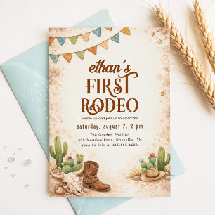 Invitation Anniversaire de 1 an Cowboy Western Vintage