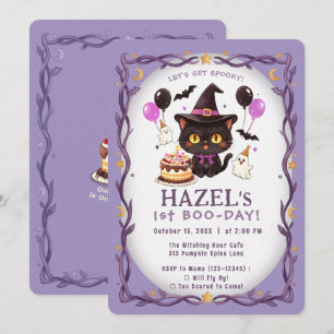 Invitation Anniversaire de 1 an de sorcière mignonne et effra