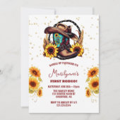 Invitation Anniversaire de 1 an Rustique Premier Rodéo Wester (Devant)
