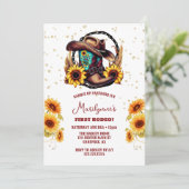 Invitation Anniversaire de 1 an Rustique Premier Rodéo Wester (Debout devant)
