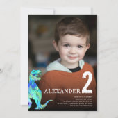 Invitation Anniversaire de 2 ans sur mesure avec dinosaure co (Devant)