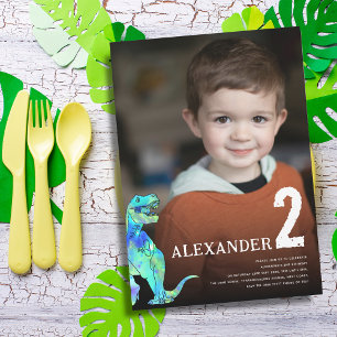 Invitation Anniversaire de 2 ans sur mesure avec dinosaure co