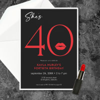Anniversaire de 40 ans aux lèvres rouges minimalis