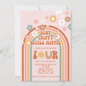 Invitation Anniversaire de 4 ans Hippie Rainbow (Devant)