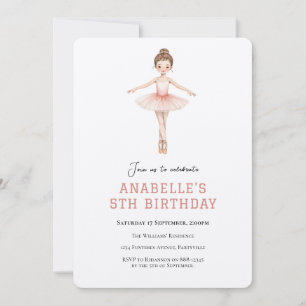 Invitation Anniversaire de 5 ans de fille ballet