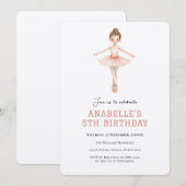 Invitation Anniversaire de 5 ans de fille ballet (Devant / Derrière)