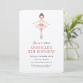 Invitation Anniversaire de 5 ans de fille ballet (Debout devant)