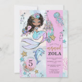Invitation Anniversaire de 5 ans de sirène modifiable sous la (Devant)