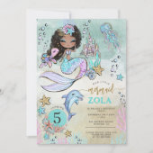 Invitation Anniversaire de 5 ans de sirène modifiable sous la (Devant)