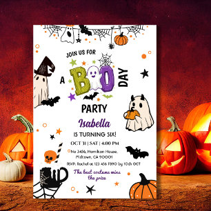 Invitation Anniversaire de 6 ans Halloween Fantôme Spooky Fan