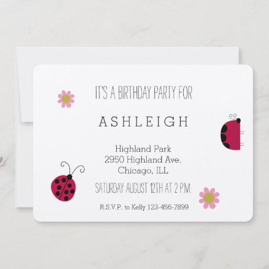 Invitation Anniversaire de adorable Ladybugs (Devant)