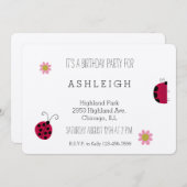 Invitation Anniversaire de adorable Ladybugs (Devant / Derrière)