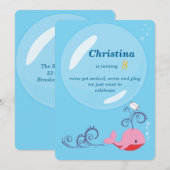 Invitation Anniversaire de baleine de fille de marin (Devant / Derrière)