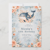 Invitation Anniversaire de Baleine Florale (Devant)