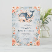 Invitation Anniversaire de Baleine Florale (Debout devant)