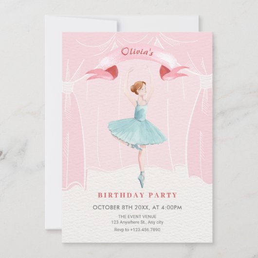 Invitation anniversaire de Ballerina (Devant)