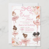 Invitation Anniversaire de Ballerina Rose et Twirl (Devant)