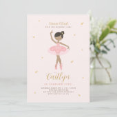 Invitation Anniversaire de Ballerina Rose & Or (Debout devant)