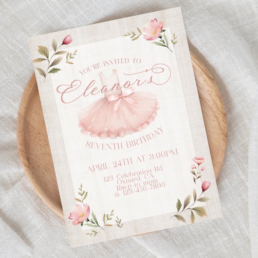 Invitation Anniversaire de Ballerina, Tutu, Tutu rose, Annive