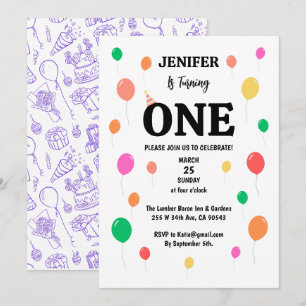 Invitation anniversaire de ballon coloré joyeux
