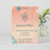 Invitation Anniversaire de ballons adorable avec bébé éléphan (Debout devant)