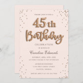 Invitation Anniversaire de ballons roses d'aluminium de (Devant / Derrière)