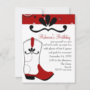 Invitation Anniversaire de Bandana et Lasso Cowgirl