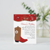 Invitation Anniversaire de Bandana et Lasso Cowgirl (Debout devant)