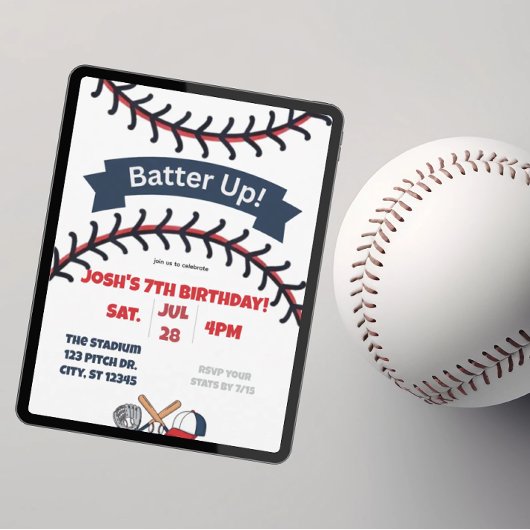 Invitation Anniversaire de base-ball Batter Up