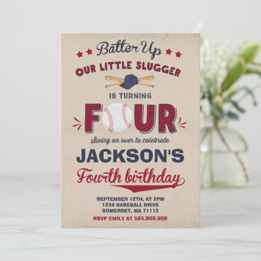 Invitation Anniversaire de base-ball d'invitation (Debout devant)