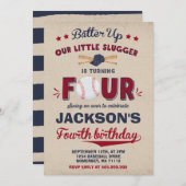 Invitation Anniversaire de base-ball d'invitation (Devant / Derrière)