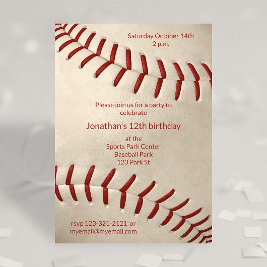 Invitation anniversaire de base-ball pour enfants ou fête d'é