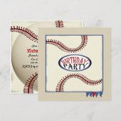 Invitation Anniversaire de baseball de ville natale (Devant / Derrière)