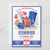 Invitation Anniversaire de Baseball Enfants Athlète Vedette (Devant)