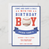 Invitation Anniversaire de baseball garçon 1er fête d'anniver (Devant)