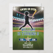 Invitation Anniversaire de baseball Neon Swing On Over (Devant)