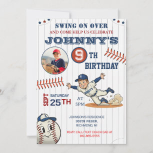 Invitation Anniversaire de baseball personnel avec photo