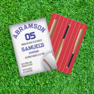 Invitation Anniversaire de baseball rouge et bleu