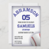 Invitation Anniversaire de baseball rouge et bleu (Devant)